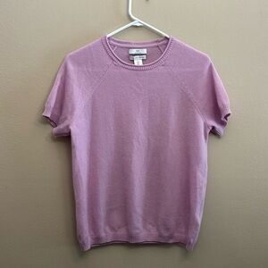 Halston 100% 2ply Cashmere Lavender Short Sleeve Sweater Size Large